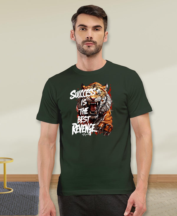 T.T. Men|Graphics Printed Tshirts For Men|Eco Friendly Fabric|Round Neck|Half Sleeves|Cotton Blended Tees For Men|Regular Fit|Big Print|Olive