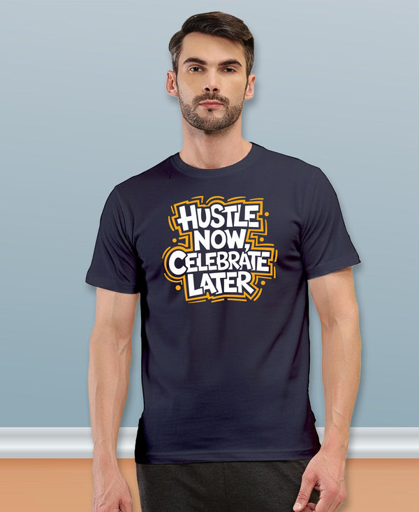 T.T. Men|Graphics Printed Tshirts For Men|Eco Friendly Fabric|Round Neck|Half Sleeves|Cotton Blended Tees For Men|Regular Fit|Big Print|Navy