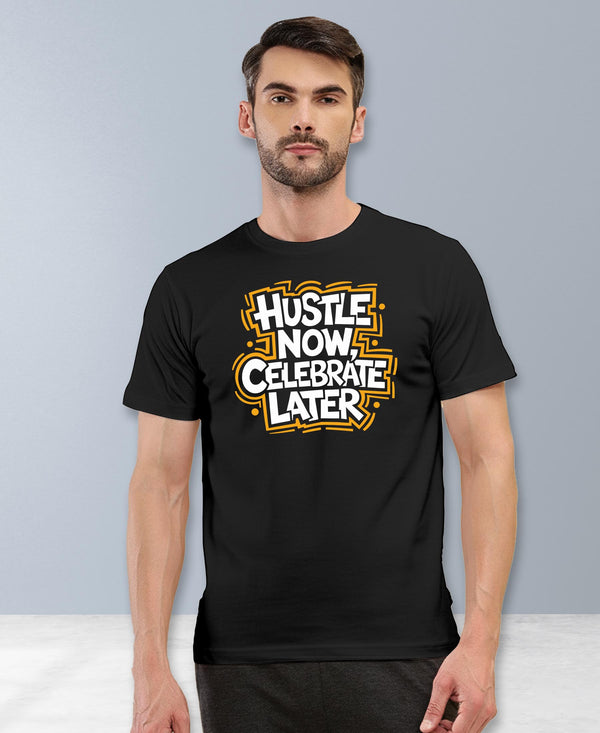 T.T. Men|Graphics Printed Tshirts For Men|Eco Friendly Fabric|Round Neck|Half Sleeves|Cotton Blended Tees For Men|Regular Fit|Big Print|Black