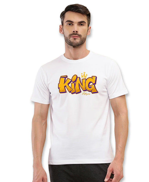 T.T. Men|Graphics Printed Tshirts For Men|Eco Friendly Fabric|Round Neck|Half Sleeves|Cotton Blended Tees For Men|Regular Fit|Big Print|White