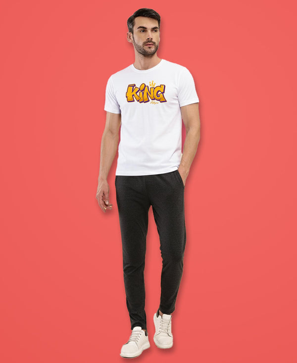 T.T. Men|Graphics Printed Tshirts For Men|Eco Friendly Fabric|Round Neck|Half Sleeves|Cotton Blended Tees For Men|Regular Fit|Big Print|White