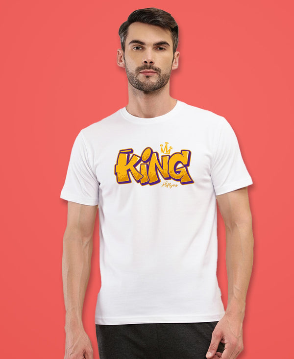 T.T. Men|Graphics Printed Tshirts For Men|Eco Friendly Fabric|Round Neck|Half Sleeves|Cotton Blended Tees For Men|Regular Fit|Big Print|White