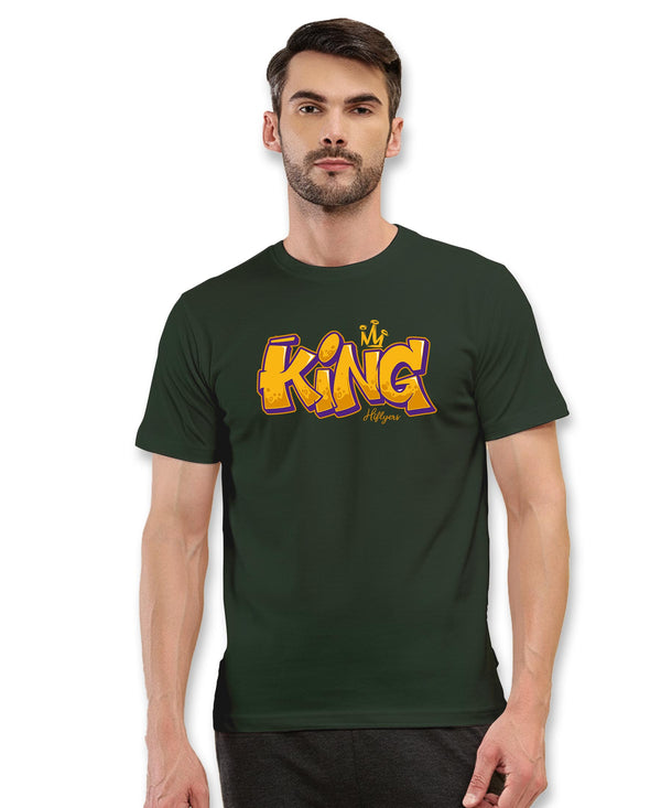T.T. Men|Graphics Printed Tshirts For Men|Eco Friendly Fabric|Round Neck|Half Sleeves|Cotton Blended Tees For Men|Regular Fit|Big Print|Olive