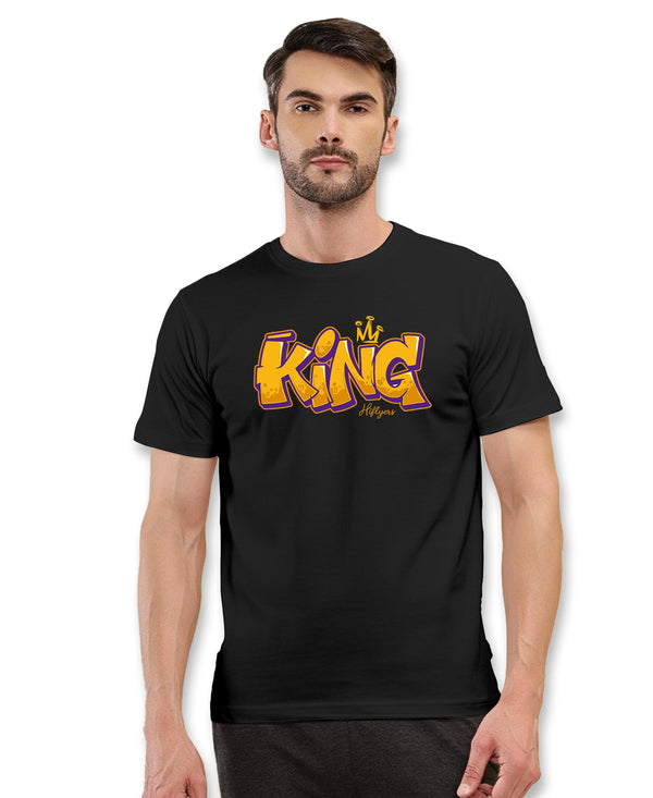 T.T. Men|Graphics Printed Tshirts For Men|Eco Friendly Fabric|Round Neck|Half Sleeves|Cotton Blended Tees For Men|Regular Fit|Big Print|Black