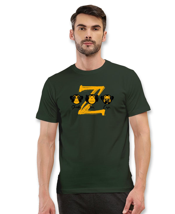 T.T. Men|Graphics Printed Tshirts For Men|Eco Friendly Fabric|Round Neck|Half Sleeves|Cotton Blended Tees For Men|Regular Fit|Big Print|Olive