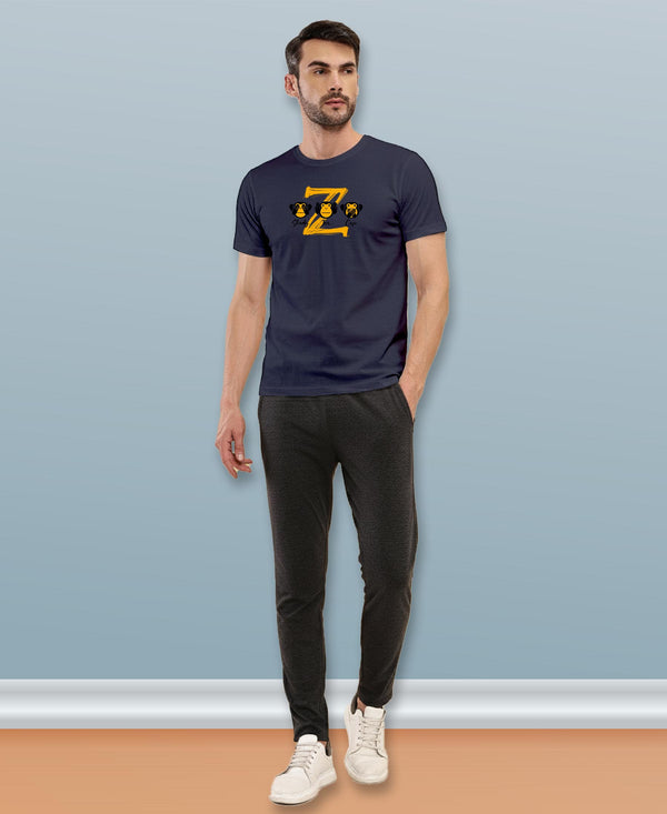 T.T. Men|Graphics Printed Tshirts For Men|Eco Friendly Fabric|Round Neck|Half Sleeves|Cotton Blended Tees For Men|Regular Fit|Big Print|Navy