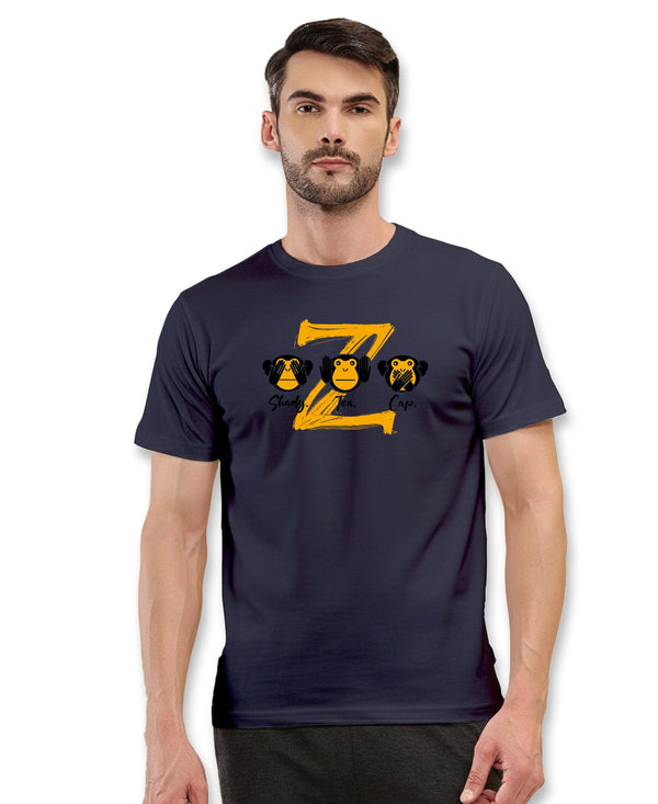 T.T. Men|Graphics Printed Tshirts For Men|Eco Friendly Fabric|Round Neck|Half Sleeves|Cotton Blended Tees For Men|Regular Fit|Big Print|Navy