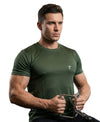 T.T. Men Dri-Fit Polyester Dot- Knit Fabric Round Neck Tees Olive