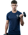 T.T. Men Dri-Fit Polyester Dot- Knit Fabric Round Neck TeesBlue