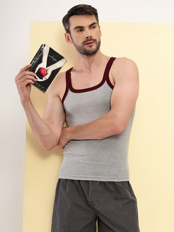 T.T. Men|Desire Premium|Pure Cotton|Rib Gym Vest|Breathable, Soft & Stretchable Innerwear For Men | Gym, Sports & Daily Wear|Pack Of 3|Black,Grey,Red