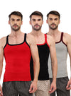 T.T. Men|Desire Premium|Pure Cotton|Rib Gym Vest|Breathable, Soft & Stretchable Innerwear For Men | Gym, Sports & Daily Wear|Pack Of 3|Black,Grey,Red