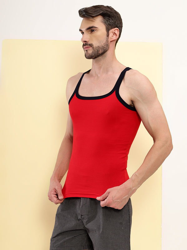 T.T. Men|Desire Premium|Pure Cotton|Rib Gym Vest|Breathable, Soft & Stretchable Innerwear For Men | Gym, Sports & Daily Wear|Pack Of 2|Navy,Red