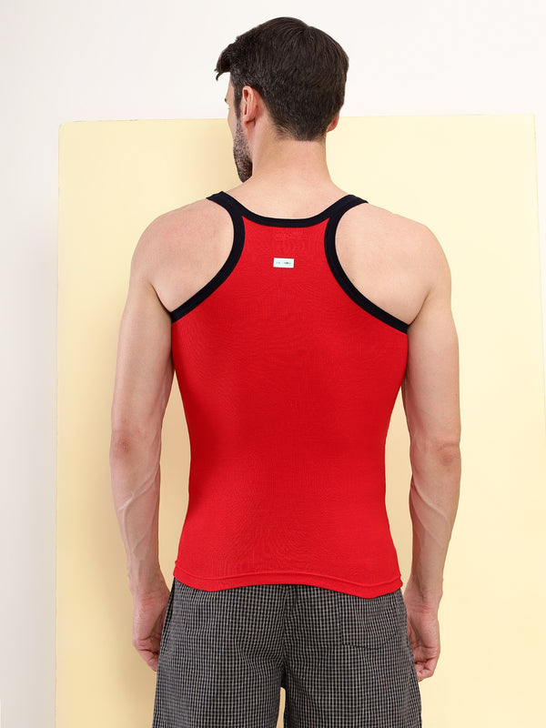 T.T. Men|Desire Premium|Pure Cotton|Rib Gym Vest|Breathable, Soft & Stretchable Innerwear For Men | Gym, Sports & Daily Wear|Pack Of 2|Black,Red
