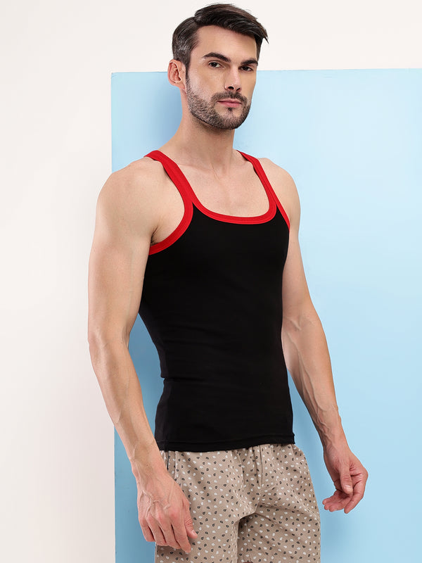T.T. Men|Desire Premium|Pure Cotton|Rib Gym Vest|Breathable, Soft & Stretchable Innerwear For Men | Gym, Sports & Daily Wear|Pack Of 2|Black,Maroon