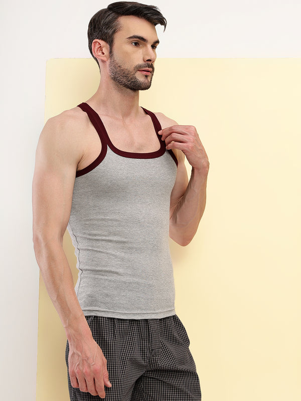 T.T. Men|Desire Premium|Pure Cotton|Rib Gym Vest|Breathable, Soft & Stretchable Innerwear For Men | Gym, Sports & Daily Wear|Pack Of 2|Black,Grey