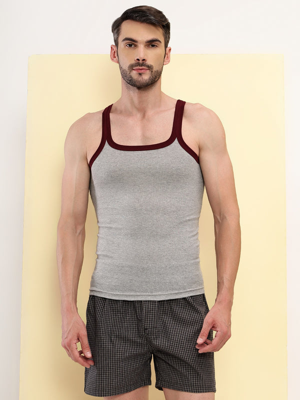T.T. Men|Desire Premium Gym Vest|Pure Cotton|Rib Fabric|Moisture-Wicking, Breathable & Stretchable Sleeveless Undershirt| Ideal For Gym, Sports & Daily Wear|Pack Of 1|Grey