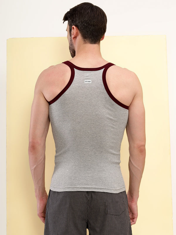 T.T. Men|Desire Premium Gym Vest|Pure Cotton|Rib Fabric|Moisture-Wicking, Breathable & Stretchable Sleeveless Undershirt| Ideal For Gym, Sports & Daily Wear|Pack Of 1|Grey
