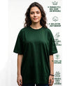 T.T. Women Oversized Fit Cotton Round Neck Tees Green