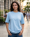 T.T. Women Oversized Fit Cotton Round Neck Tees Blue