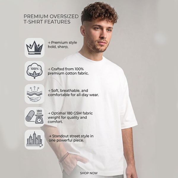 T.T. Men Oversized Fit Cotton Round Neck Tees White