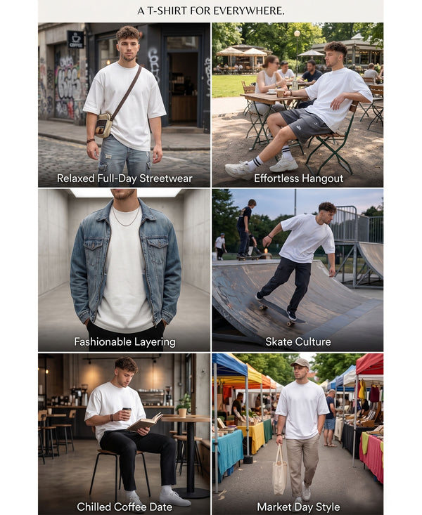 T.T. Men Oversized Fit Cotton Round Neck Tees White