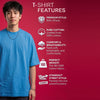 T.T. Men Oversized Fit Cotton Round Neck Tees Teal Blue