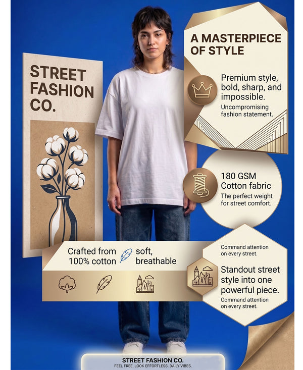 T.T. Women Oversized Fit Cotton Round Neck Tees White