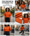 T.T. Women Oversized Fit Cotton Round Neck Tees Orange