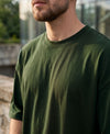 T.T. Men Oversized Fit Cotton Round Neck Tees Green