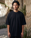 T.T. Men Oversized Fit Cotton Round Neck Tees Black