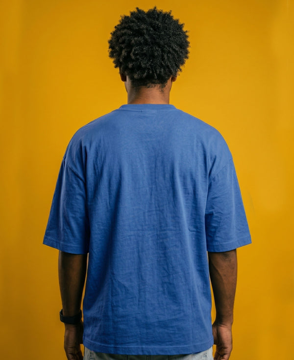 T.T. Men Oversized Fit Cotton Round Neck Tees Sky Blue