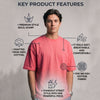 T.T. Men Oversized Fit Cotton Round Neck Tees Pink