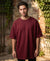 T.T. Men Oversized Fit Cotton Round Neck Tees Maroon