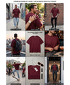 T.T. Men Oversized Fit Cotton Round Neck Tees Maroon