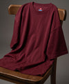 T.T. Men Oversized Fit Cotton Round Neck Tees Maroon