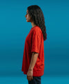 T.T. Women Oversized Fit Cotton Round Neck Tees Red