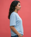 T.T. Women Oversized Fit Cotton Round Neck Tees Blue