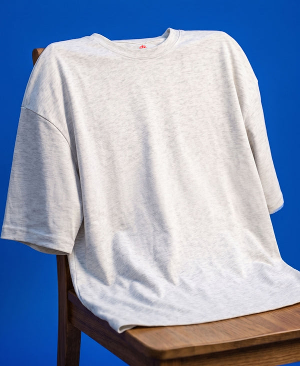 T.T. Men Oversized Fit Cotton Round Neck Tees Grey Melange