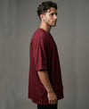 T.T. Men Oversized Fit Cotton Round Neck Tees Maroon