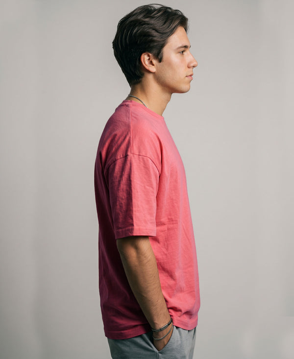 T.T. Men Oversized Fit Cotton Round Neck Tees Pink