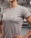 T.T. Women Dri-Fit Polyester Dot- Knit Fabric Round Neck Tees Beige