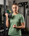 T.T. Women Dri-Fit Polyester Dot- Knit Fabric Round Neck Tees Light Green