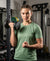 T.T. Women Dri-Fit Polyester Dot- Knit Fabric Round Neck Tees Light Green