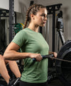 T.T. Women Dri-Fit Polyester Dot- Knit Fabric Round Neck Tees Light Green