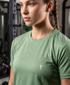T.T. Women Dri-Fit Polyester Dot- Knit Fabric Round Neck Tees Light Green