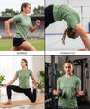 T.T. Women Dri-Fit Polyester Dot- Knit Fabric Round Neck Tees Light Green