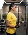 T.T. Women Dri-Fit Polyester Dot- Knit Fabric Round Neck Tees Yellow