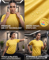 T.T. Women Dri-Fit Polyester Dot- Knit Fabric Round Neck Tees Yellow