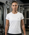T.T. Women Dri-Fit Polyester Dot- Knit Fabric Round Neck Tees White