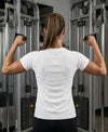 T.T. Women Dri-Fit Polyester Dot- Knit Fabric Round Neck Tees White